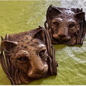 Vintage JJ Jonette 1986 Gold Tone Jaguar Leopard Cheetah Pierced Earrings